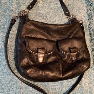 COACH Black Pebble Leather Purse Hobo